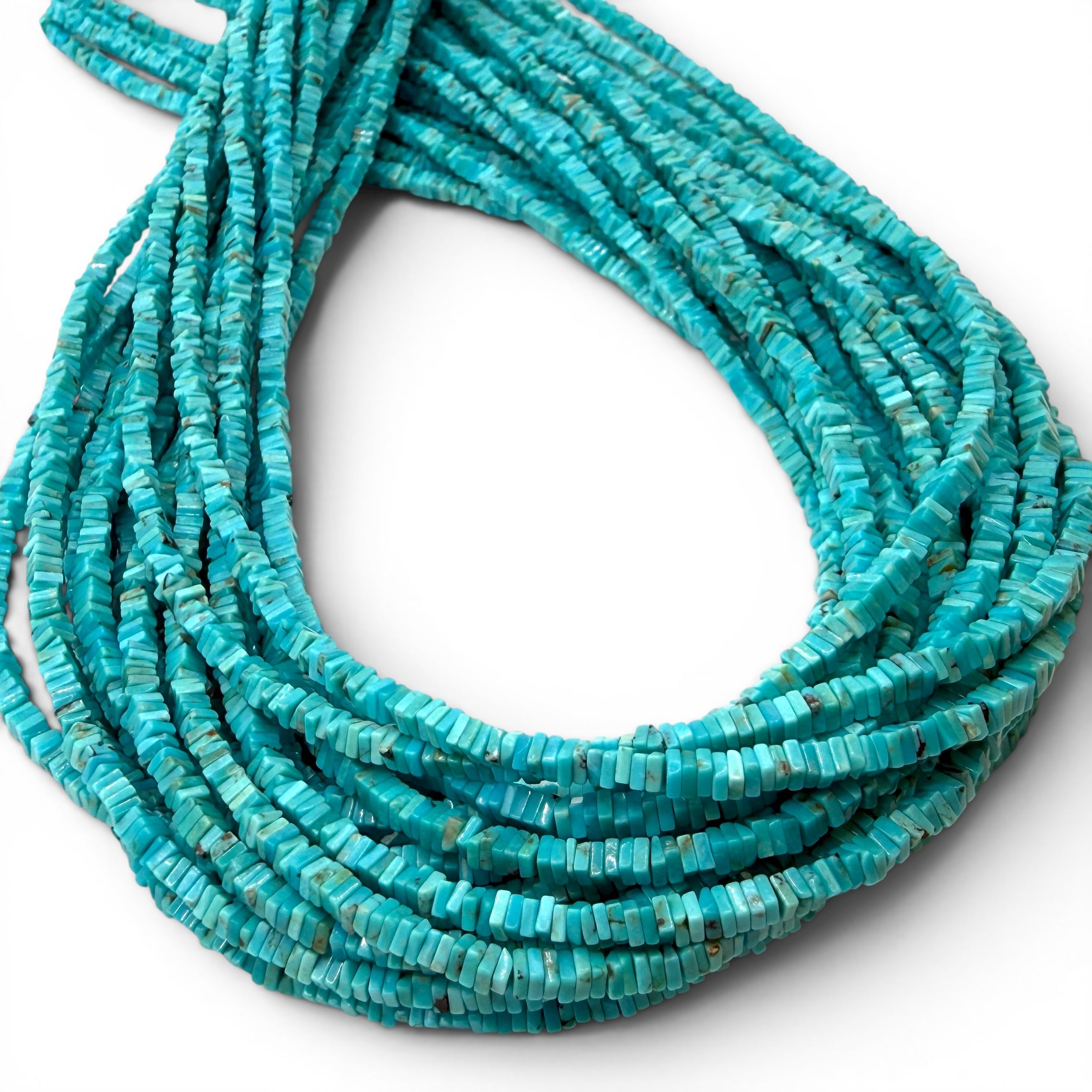 AAA Baby Arizona Kingman Turquoise Beads USA - Untreated with No Dye or Color Enhancement - Men's Jewelry Square Heishi 2.5-3mm SKU#B506