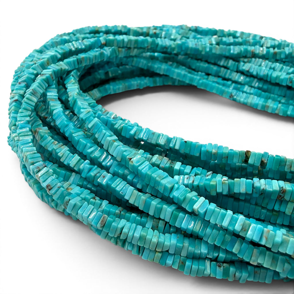 AAA Baby Arizona Kingman Turquoise Beads USA - Untreated with No Dye or Color Enhancement - Men's Jewelry Square Heishi 2.5-3mm SKU#B506