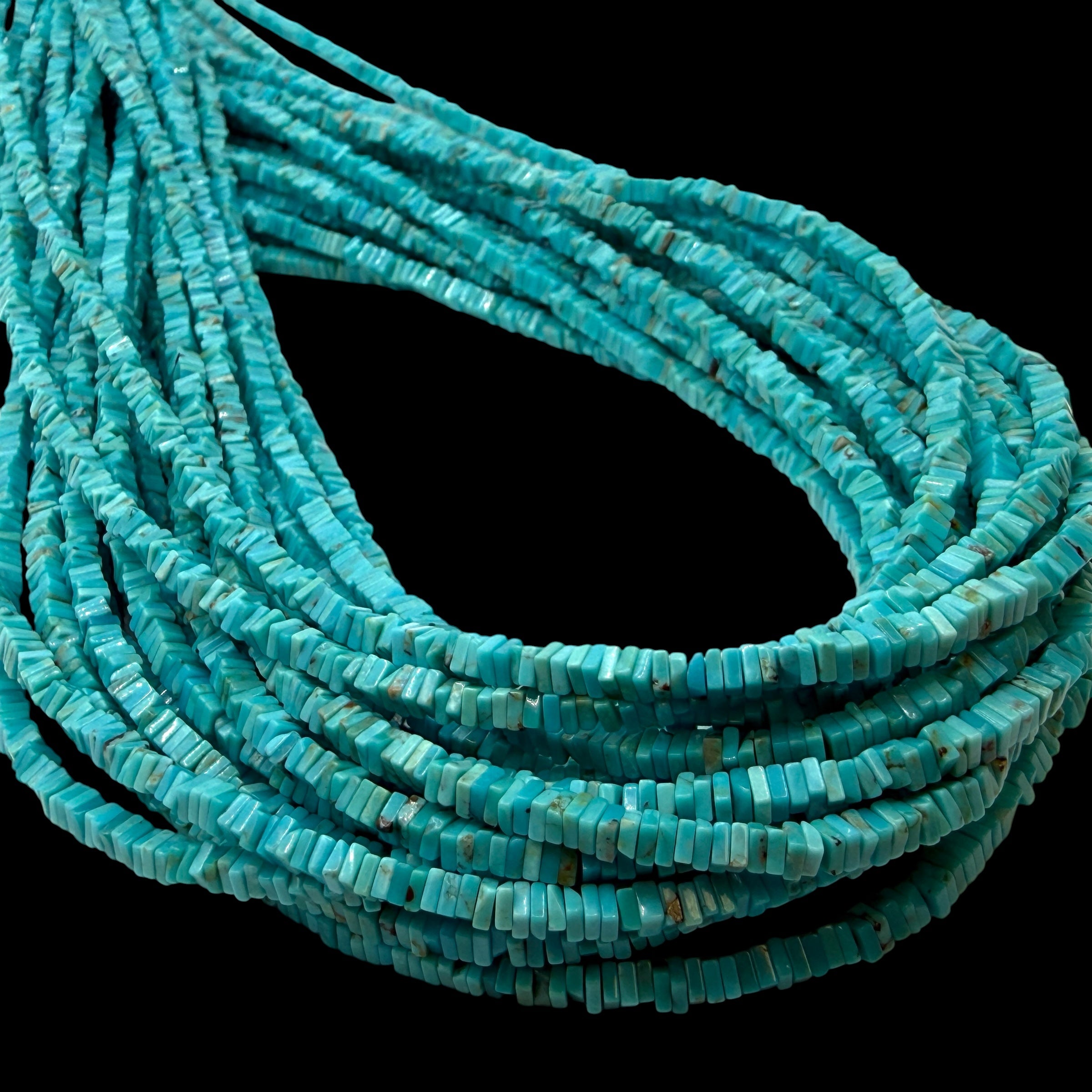 AAA Baby Arizona Kingman Turquoise Beads USA - Untreated with No Dye or Color Enhancement - Men's Jewelry Square Heishi 2.5-3mm SKU#B506