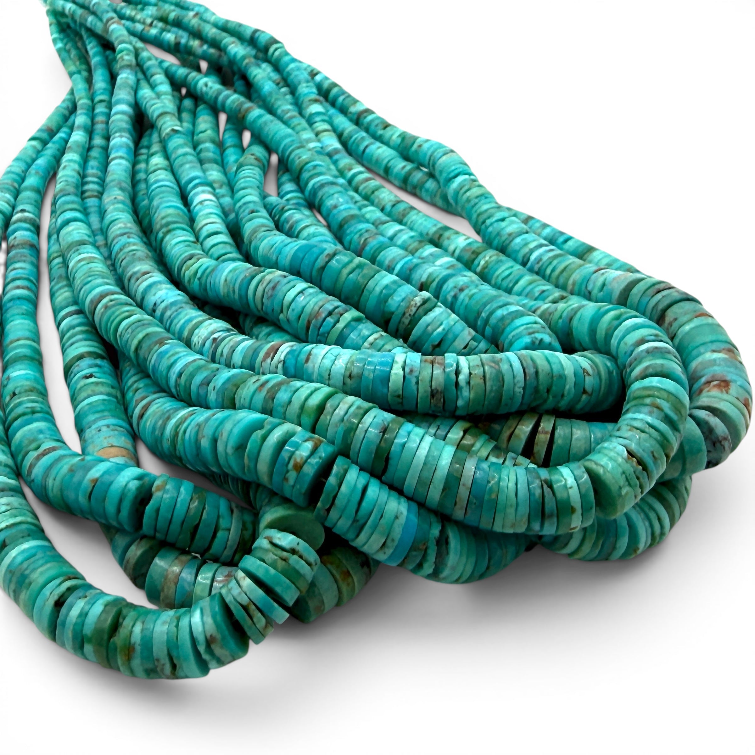 Graduated Arizona Kingman Turquoise Beads USA Organic Matrix Untreated with No Dye or Color Enhancement- Men's Jewelry Heishi 3-8mm SKU#B507