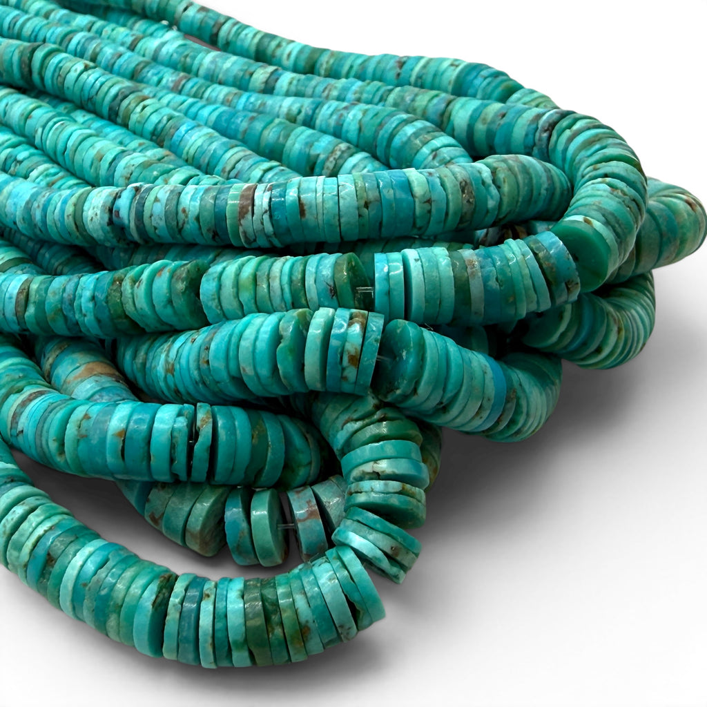 Graduated Arizona Kingman Turquoise Beads USA Organic Matrix Untreated with No Dye or Color Enhancement- Men's Jewelry Heishi 3-8mm SKU#B507
