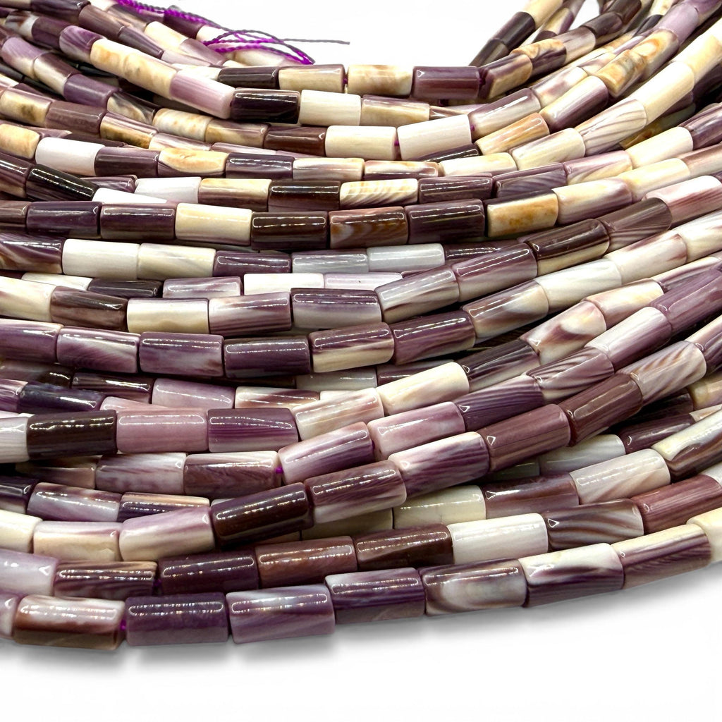AAA Wampum Shell Beads USA East Coast Quahog - Native American Style - Ideal For Wampum Belt Making 2-Tone Tube 4X8mm