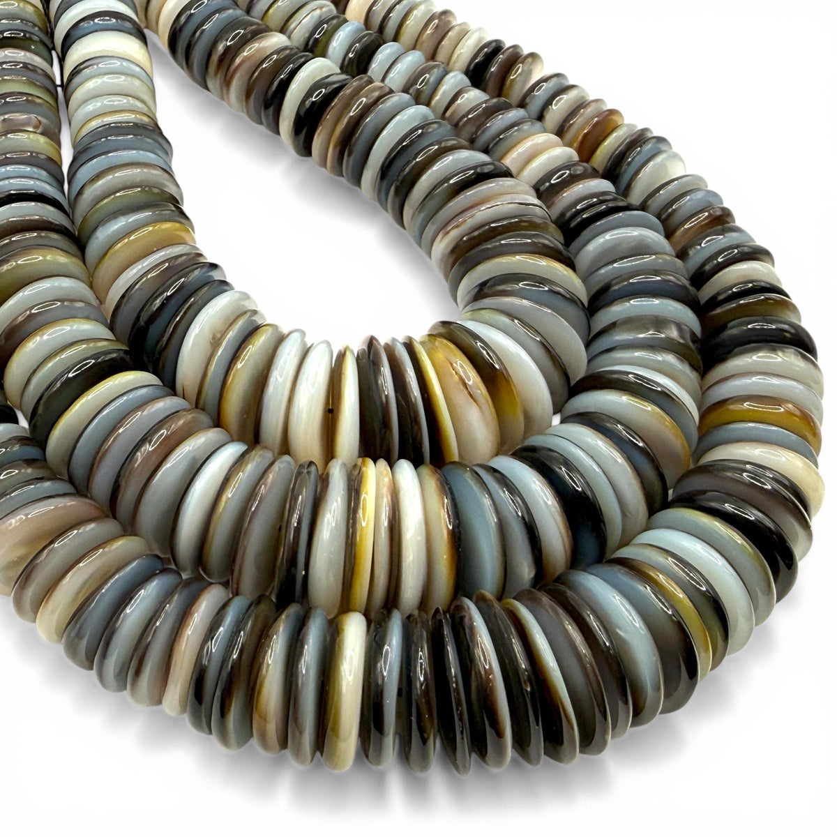 Graduated Midnight Black Oyster Shell Beads From Tahiti (French Polynesian) Men's Jewelry Making Supply - Gigantic Rondelle 8-20mm #B101