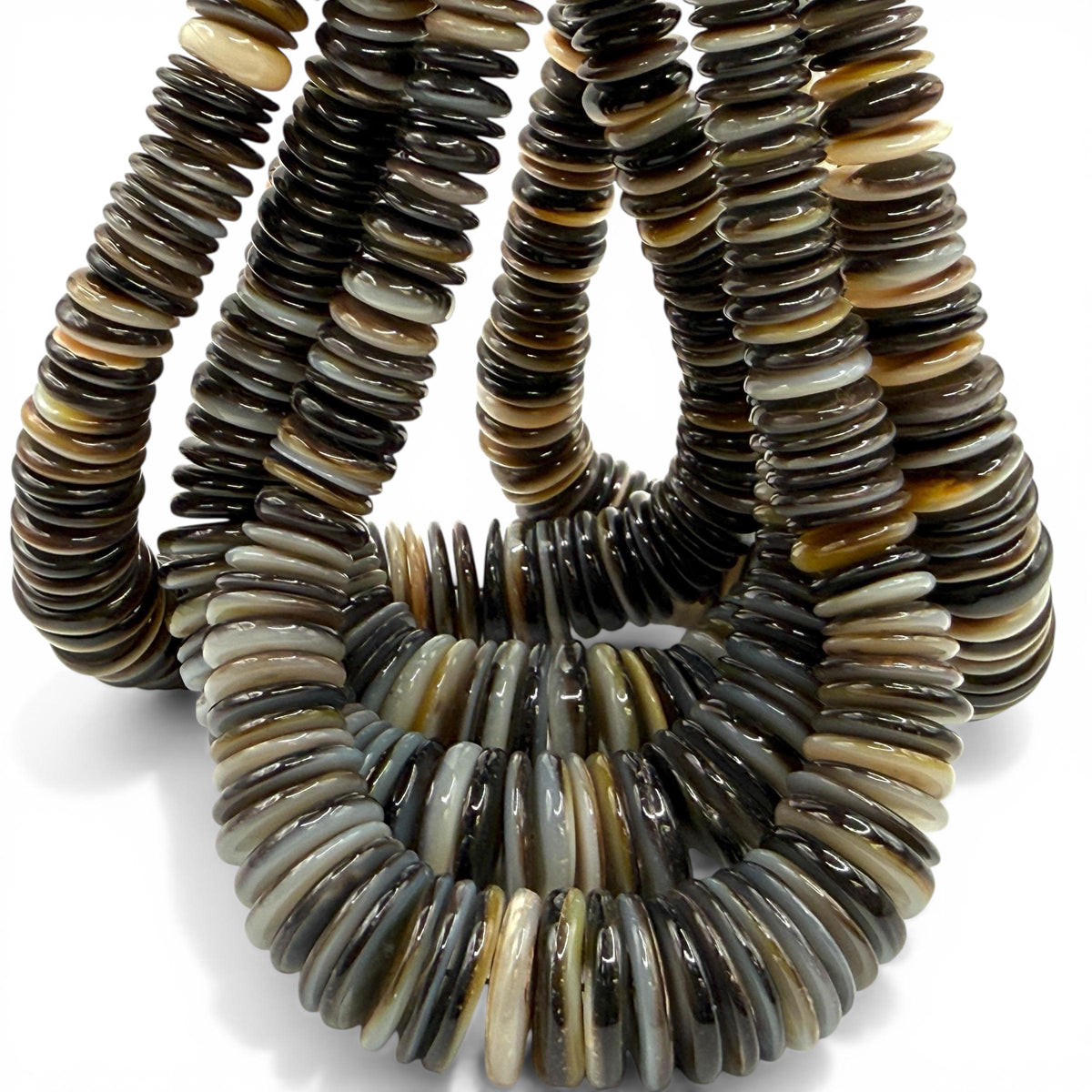 Graduated Midnight Black Oyster Shell Beads From Tahiti (French Polynesian) Men's Jewelry Making Supply - Gigantic Rondelle 8-20mm #B101