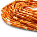 Sunset Spiny Oyster Shell Beads Mexico - Sea of Cortez - Bold 2-Tone Contrast - Men's Jewelry - Hand Polish - Smooth Tube