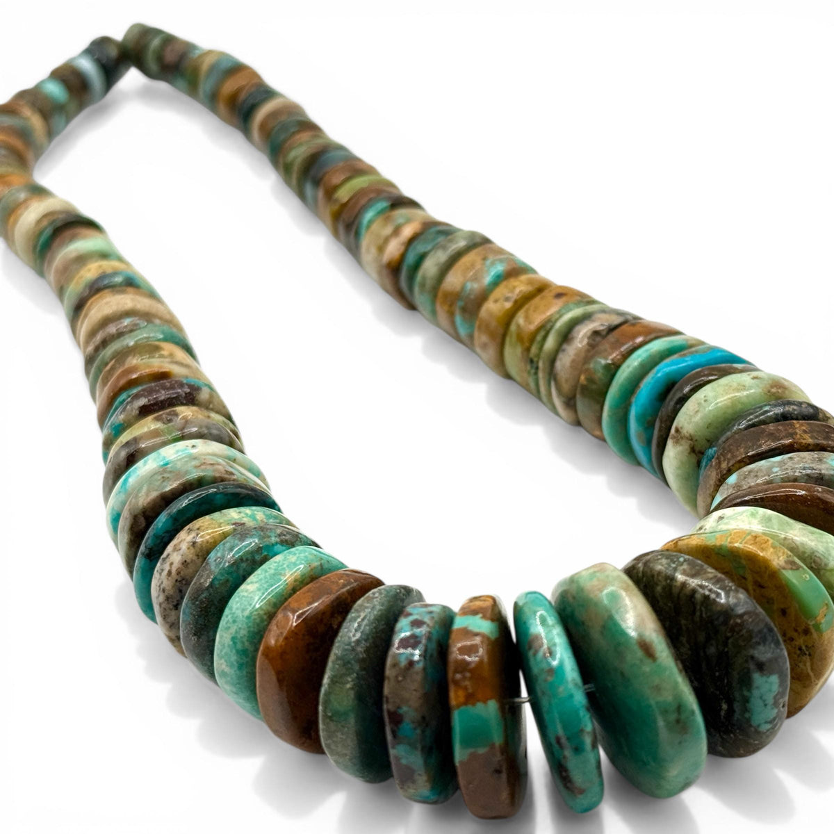 Gigantic Graduated Turquoise Beads with Matrix - Untreated with No Dye - Men's Jewelry Making Supply - Freeform Rondelle 8-25mm SKU#B106
