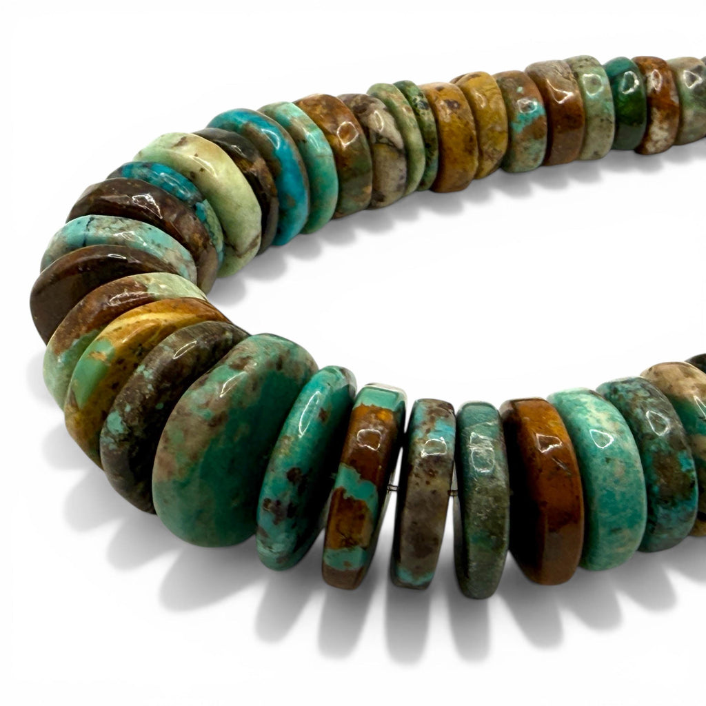 Gigantic Graduated Turquoise Beads with Matrix - Untreated with No Dye - Men's Jewelry Making Supply - Freeform Rondelle 8-25mm SKU#B106