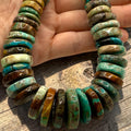 Gigantic Graduated Turquoise Beads with Matrix - Untreated with No Dye - Men's Jewelry Making Supply - Freeform Rondelle 8-25mm SKU#B106