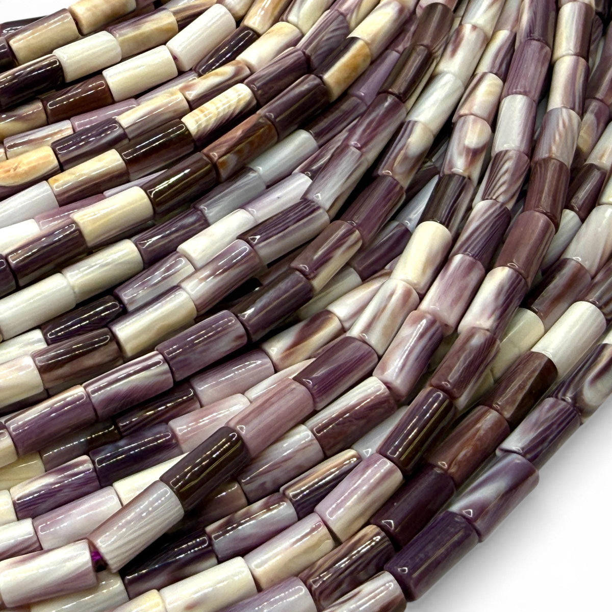 AAA Wampum Shell Beads USA East Coast Quahog - Native American Style - Ideal For Wampum Belt Making 2-Tone Tube 4X8mm