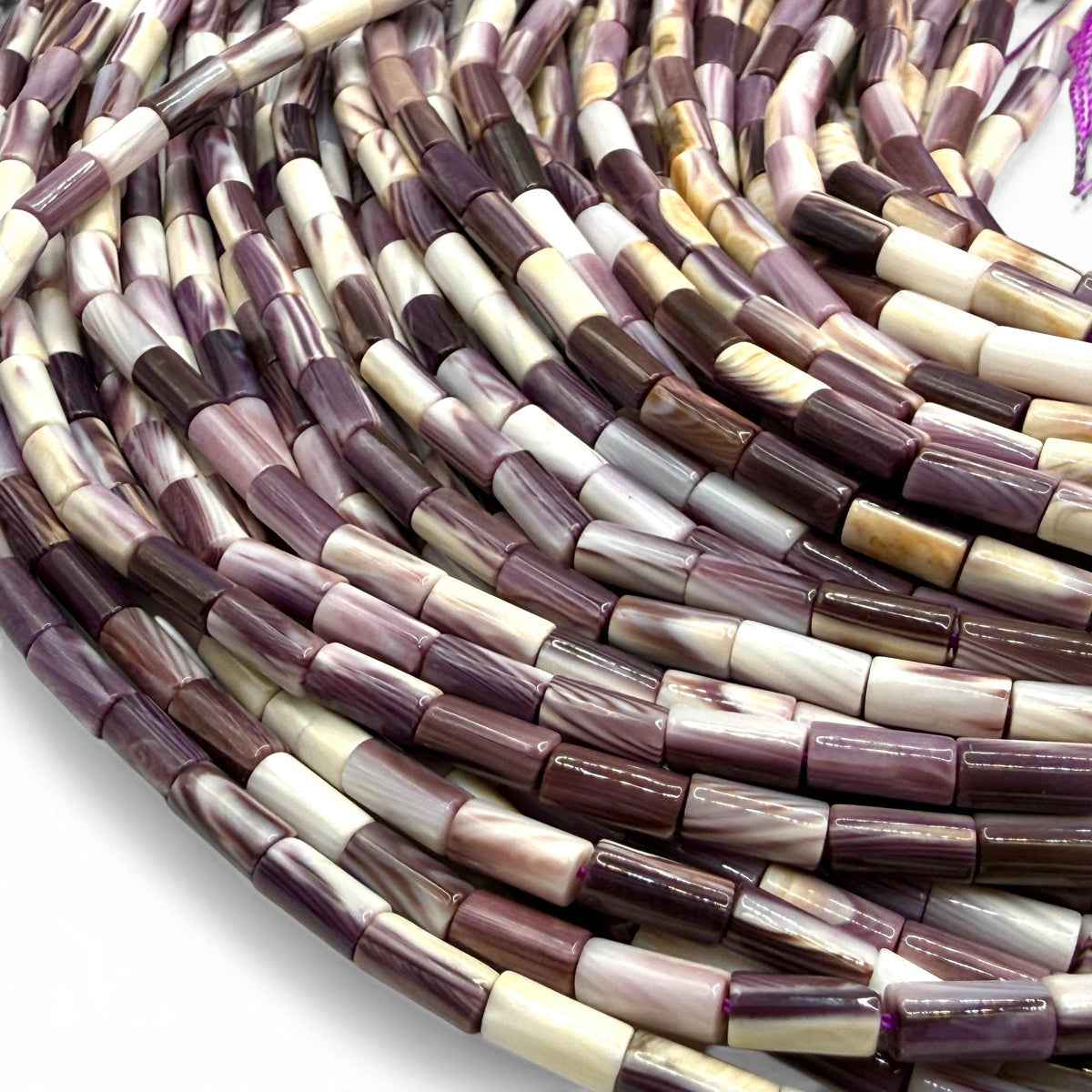 AAA Wampum Shell Beads USA East Coast Quahog - Native American Style - Ideal For Wampum Belt Making 2-Tone Tube 4X8mm