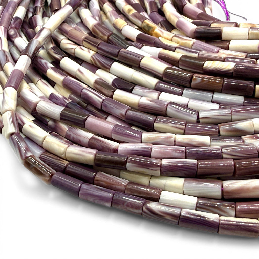 AAA Wampum Shell Beads USA East Coast Quahog - Native American Style - Ideal For Wampum Belt Making 2-Tone Tube 4X8mm