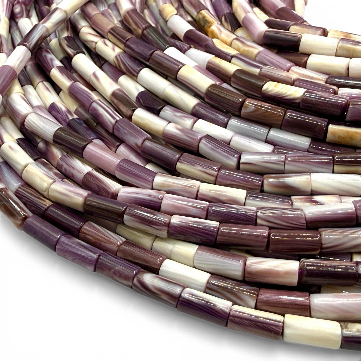 AAA Wampum Shell Beads USA East Coast Quahog - Native American Style - Ideal For Wampum Belt Making 2-Tone Tube 4X8mm