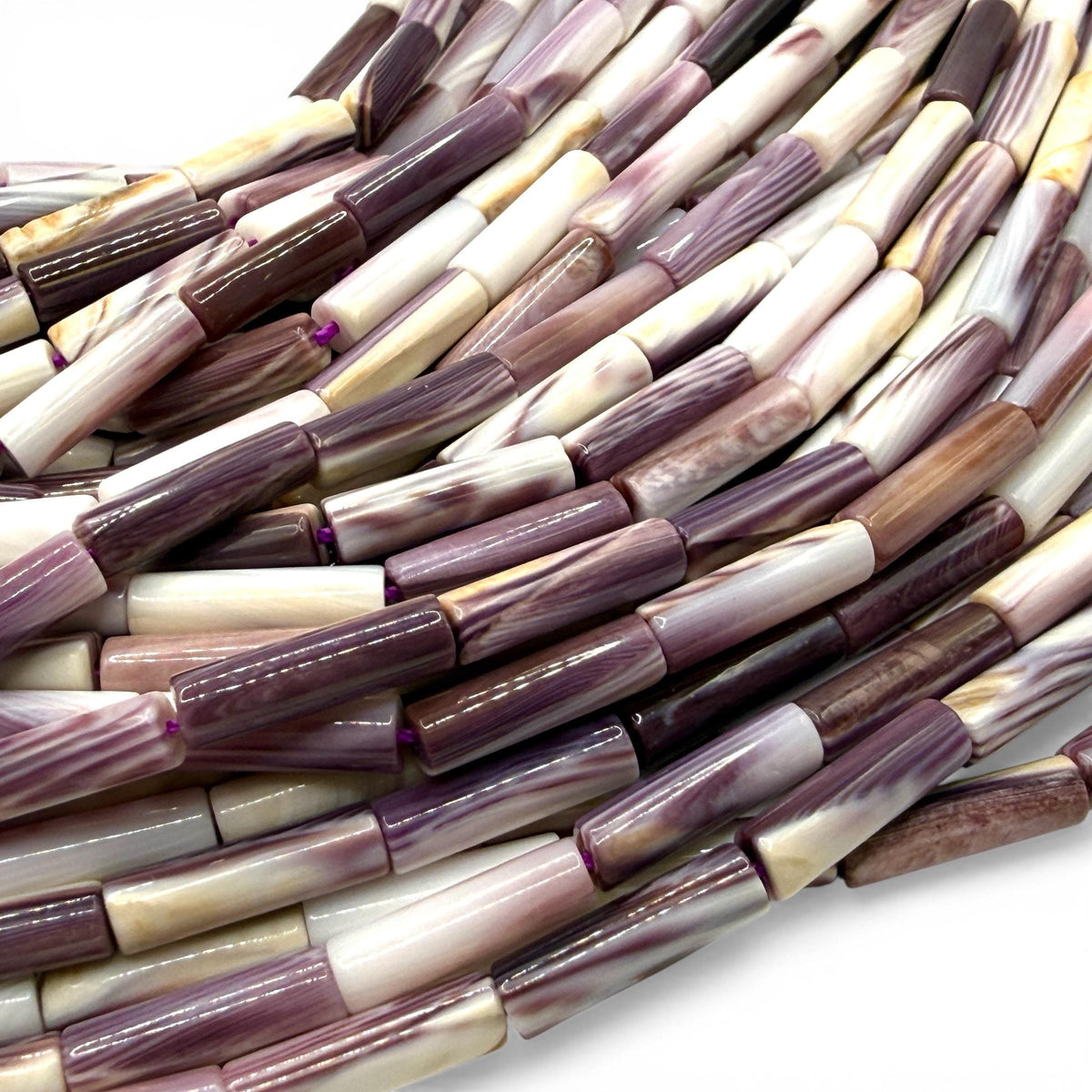 New England Wampum Shell Beads USA East Coast Quahog - Native American Style - Ideal For Wampum Belt Making - 2-Tone Tube 4X14mm