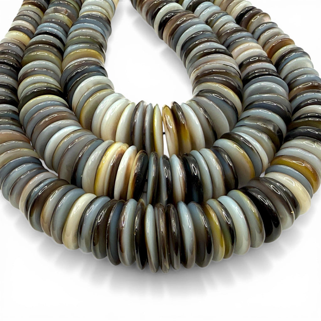 Graduated Midnight Black Oyster Shell Beads From Tahiti (French Polynesian) Men's Jewelry Making Supply - Gigantic Rondelle 8-20mm #B101