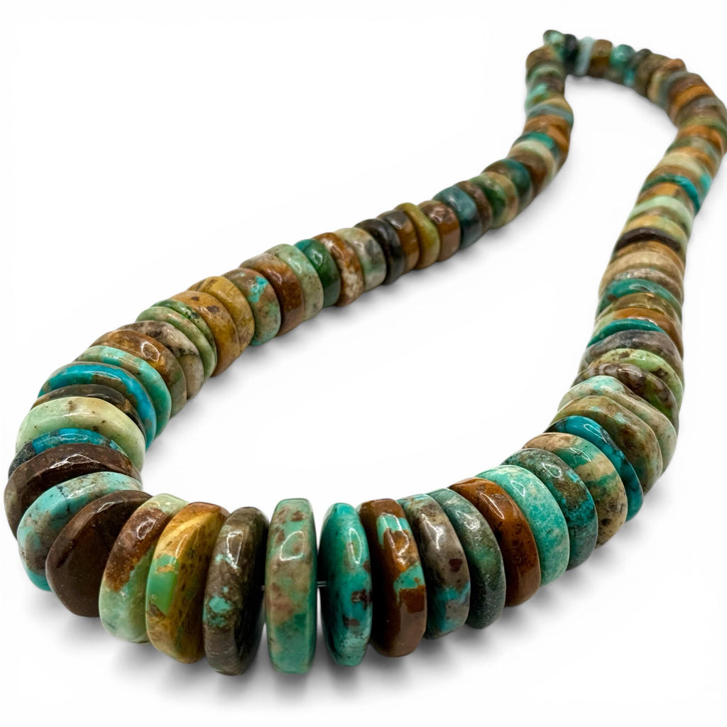 Gigantic Graduated Turquoise Beads with Matrix - Untreated with No Dye - Men's Jewelry Making Supply - Freeform Rondelle 8-25mm SKU#B106