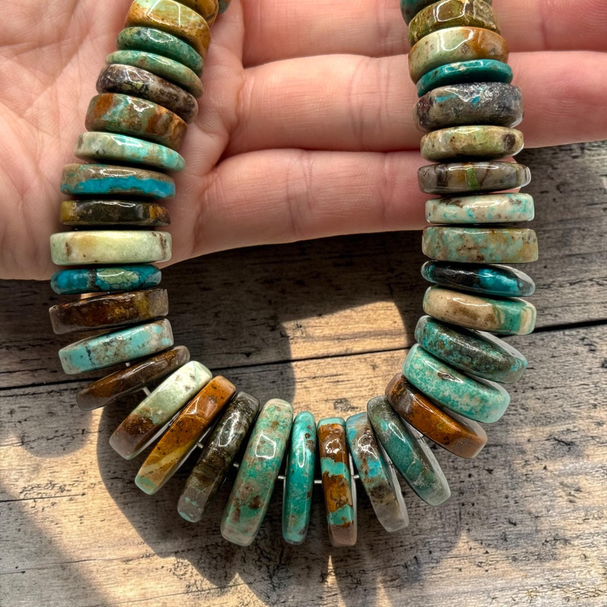 Gigantic Graduated Turquoise Beads with Matrix - Untreated with No Dye - Men's Jewelry Making Supply - Freeform Rondelle 8-25mm SKU#B106