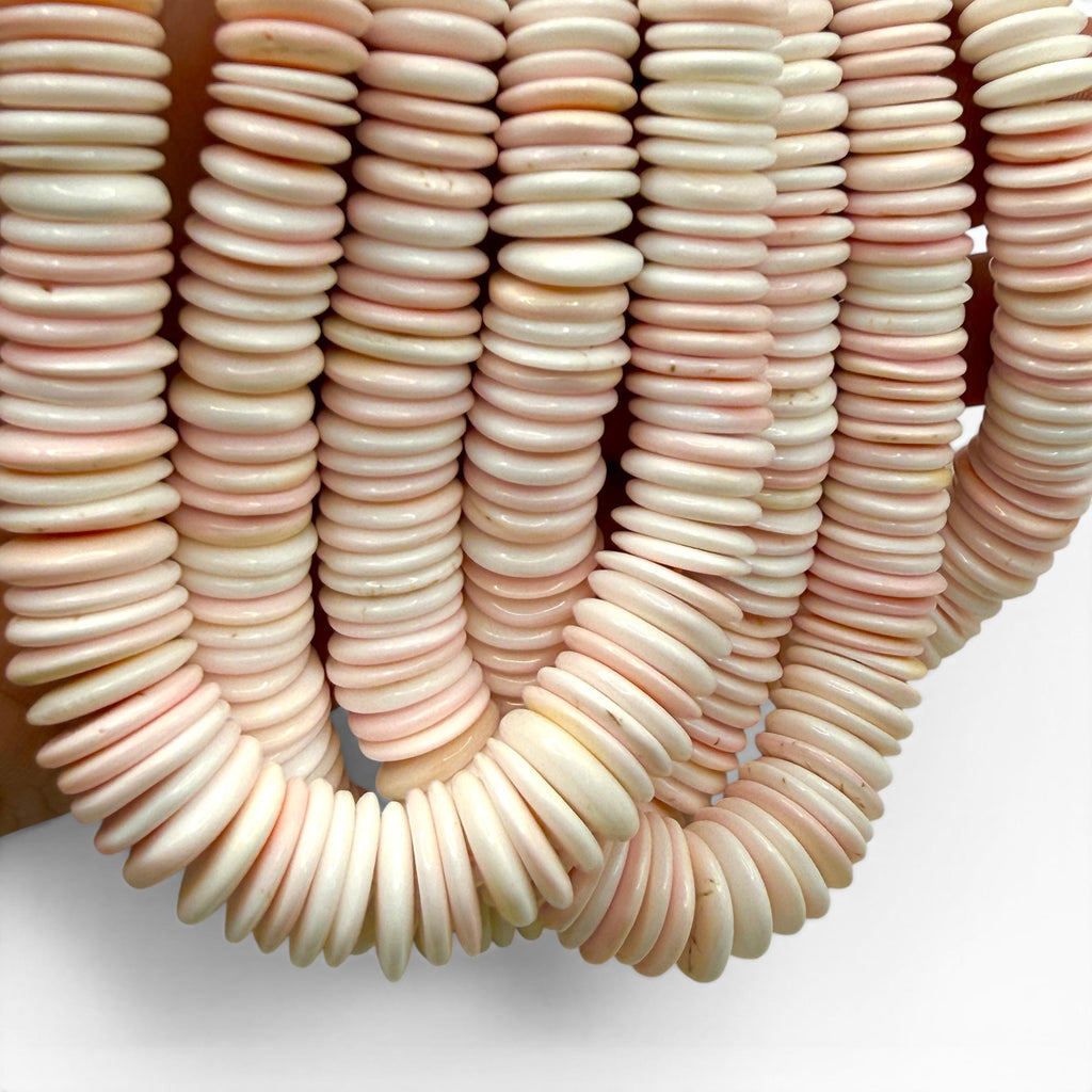 Graduated Bahamas Queen Conch Shell Beads (Cut From Iconic Soft Pink Interior) Men's Jewelry Making Supply 8-15mm SKU-B-104