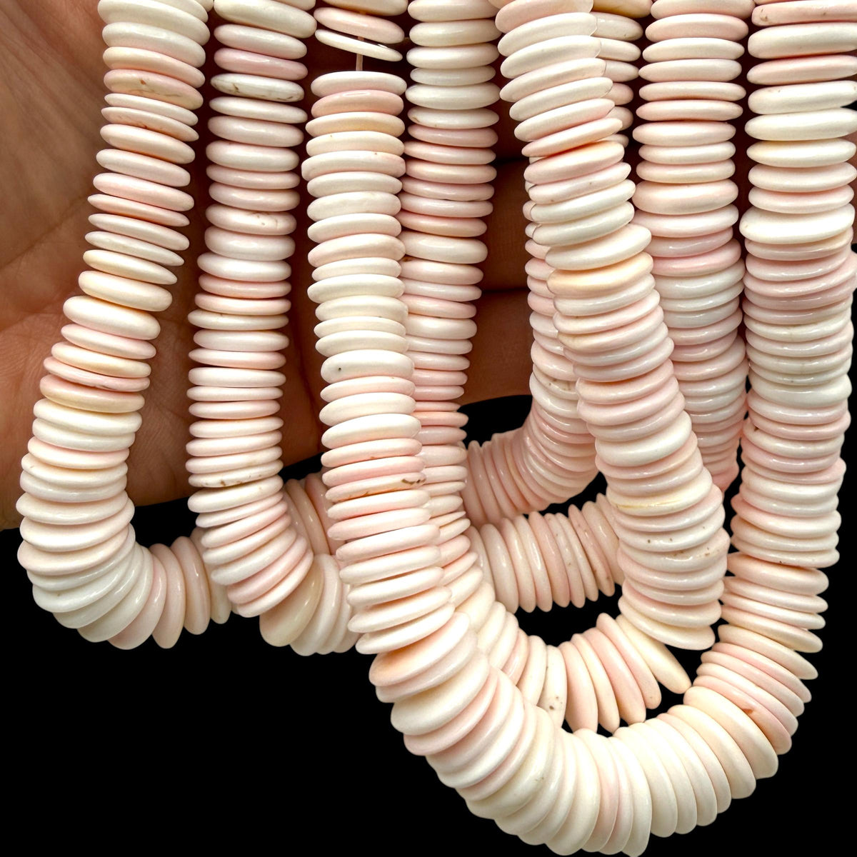 Graduated Bahamas Queen Conch Shell Beads (Cut From Iconic Soft Pink Interior) Men's Jewelry Making Supply 8-15mm SKU-B-104