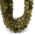 Grossular Garnet Beads Madagascar - Natural Olive Forest Tones - Earthy Luxe Gemstone Strand - Smooth Round