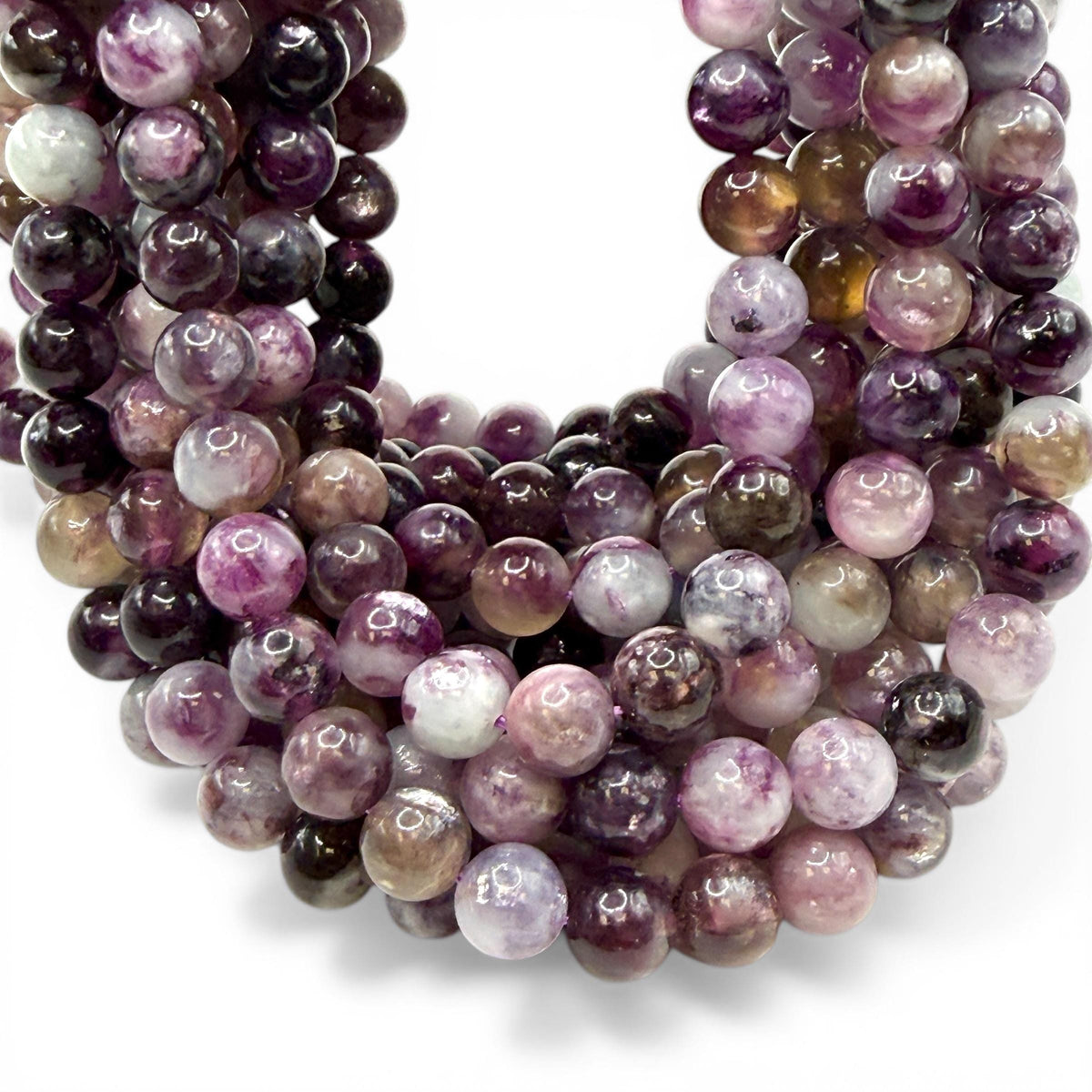 Violet Lepidolite Mica Beads Brazil - Rich Purple Tones with Natural Mica Sparkle - Jewelry Making - Smooth Round