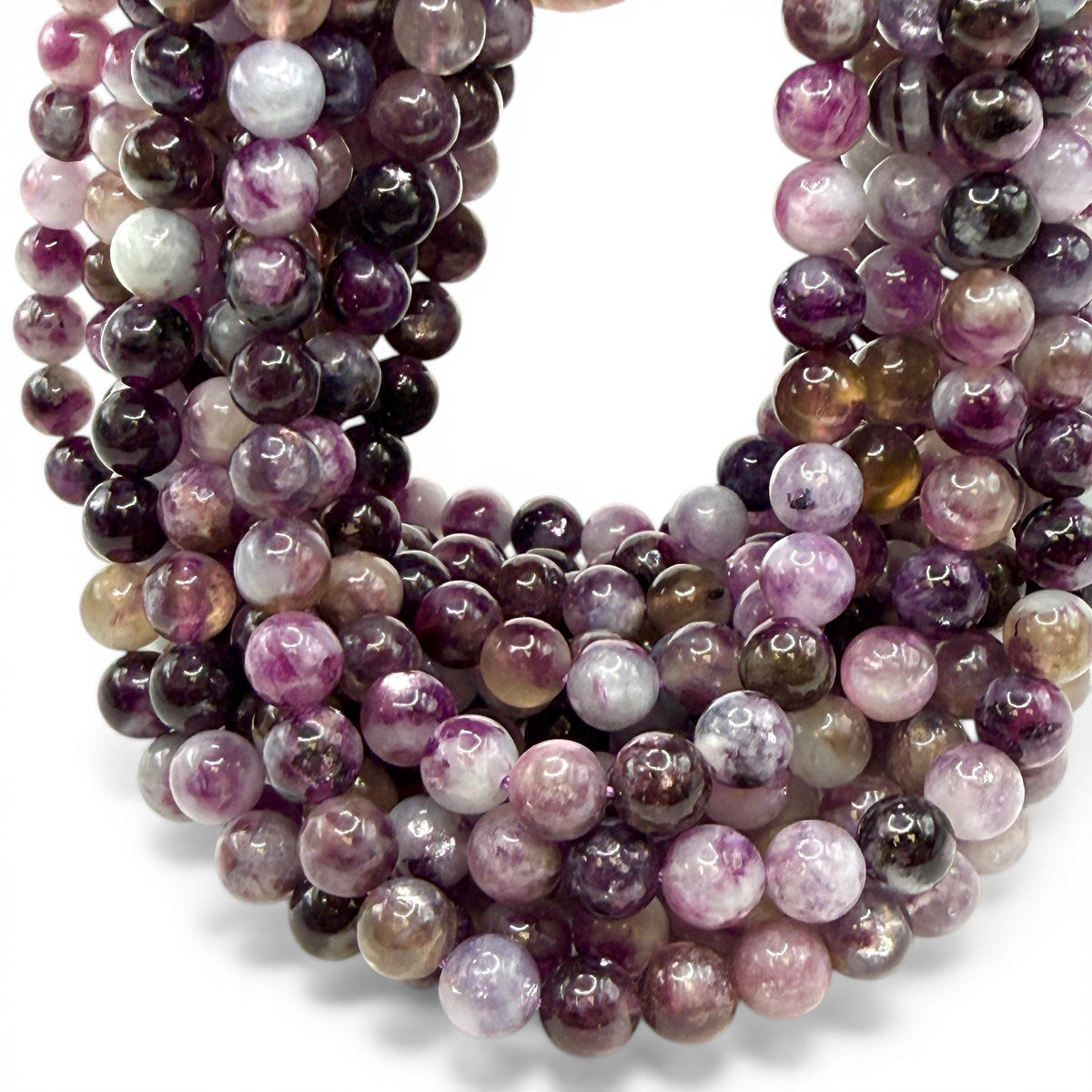 Violet Lepidolite Mica Beads Brazil - Rich Purple Tones with Natural Mica Sparkle - Jewelry Making - Smooth Round