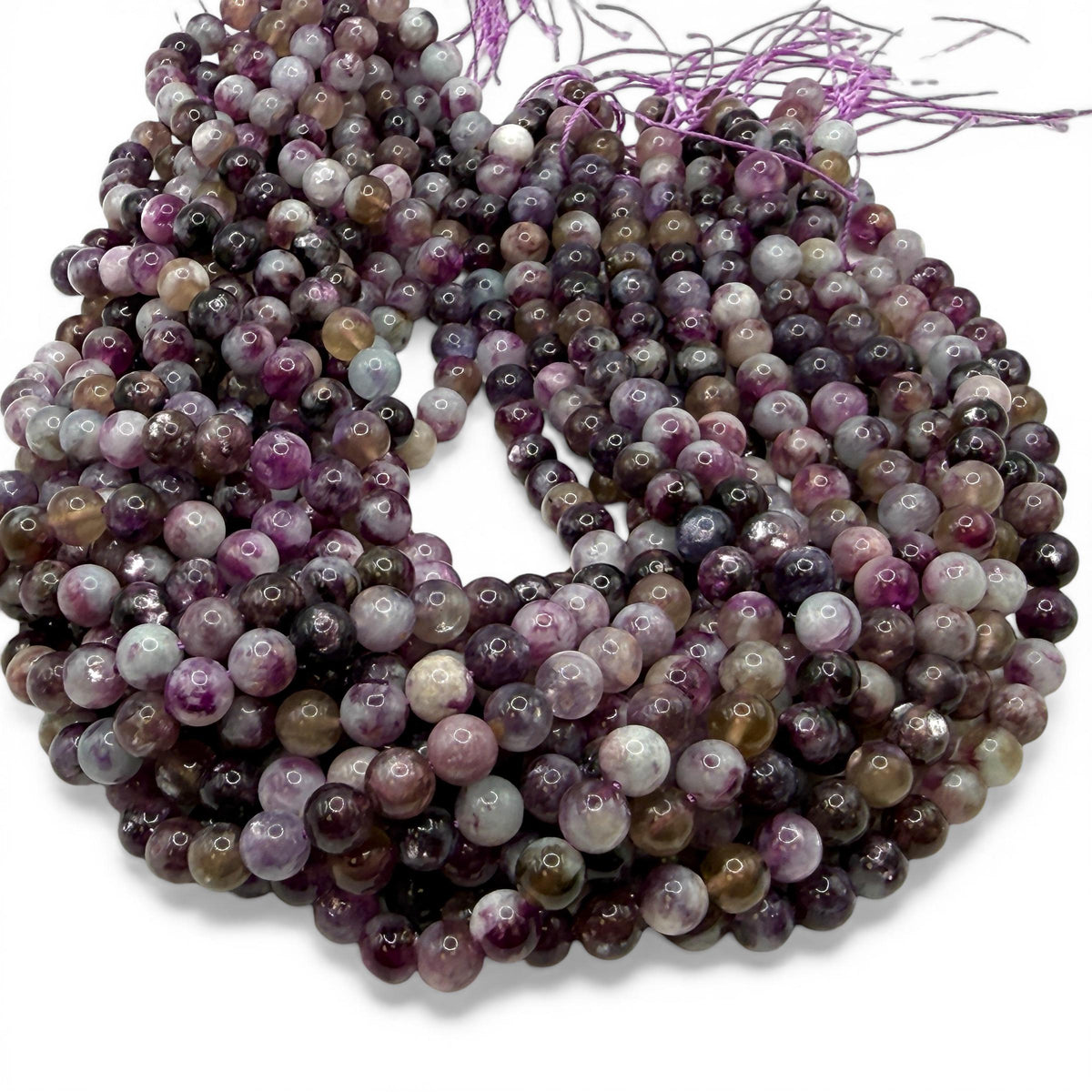 Violet Lepidolite Mica Beads Brazil - Rich Purple Tones with Natural Mica Sparkle - Jewelry Making - Smooth Round