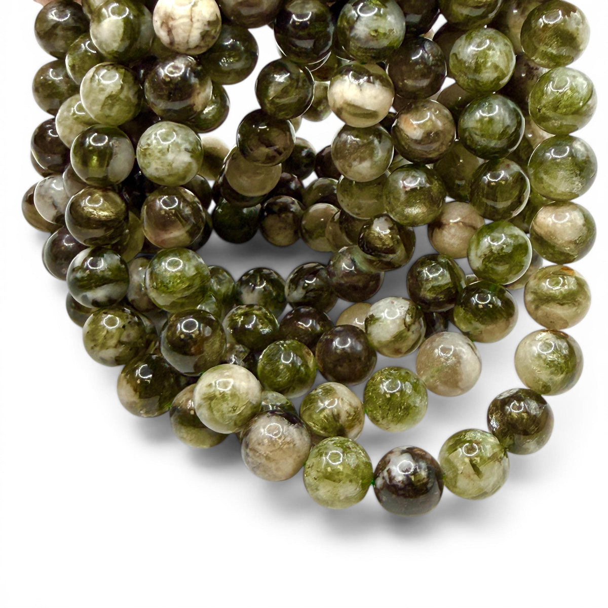 Olive Lepidolite Mica Beads Brazil - Rich Moss Green Earth Tone Gemstone with Soft Shimmer - Jewelry Making - Smooth Round 10mm SKU#A307