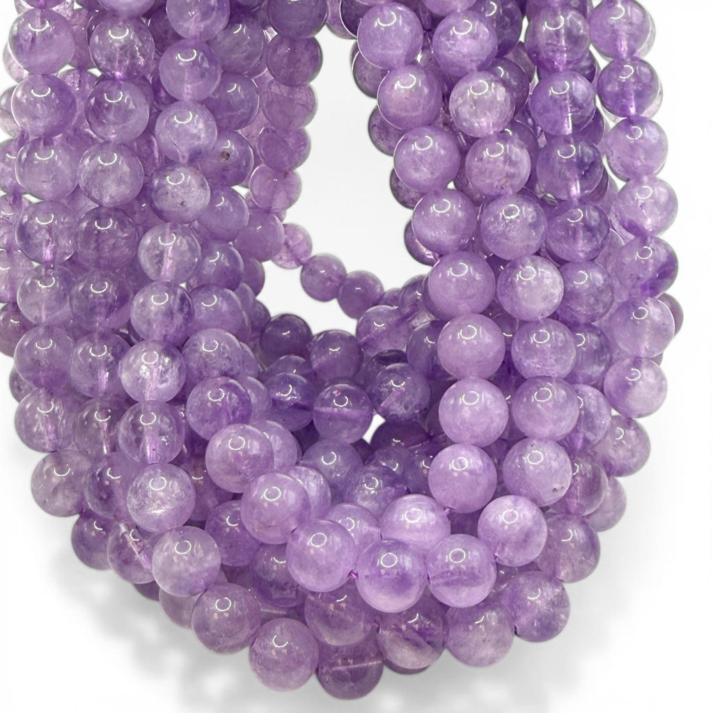 Lavender Lepidolite Beads Brazil - Light Amethyst Tone Pastel Purple Gemstone - Jewelry Making - Smooth Round