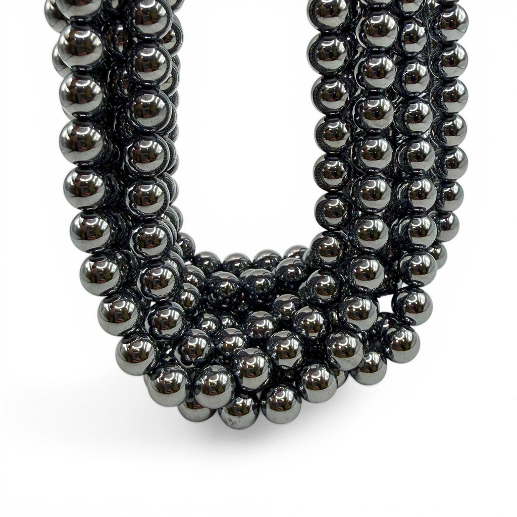 Platinum Chrome Terahertz Crystal Beads AAA - Mirror Finish Metallic Silver - Ultra Lightweight  - Men's Jewelry - Smooth Round