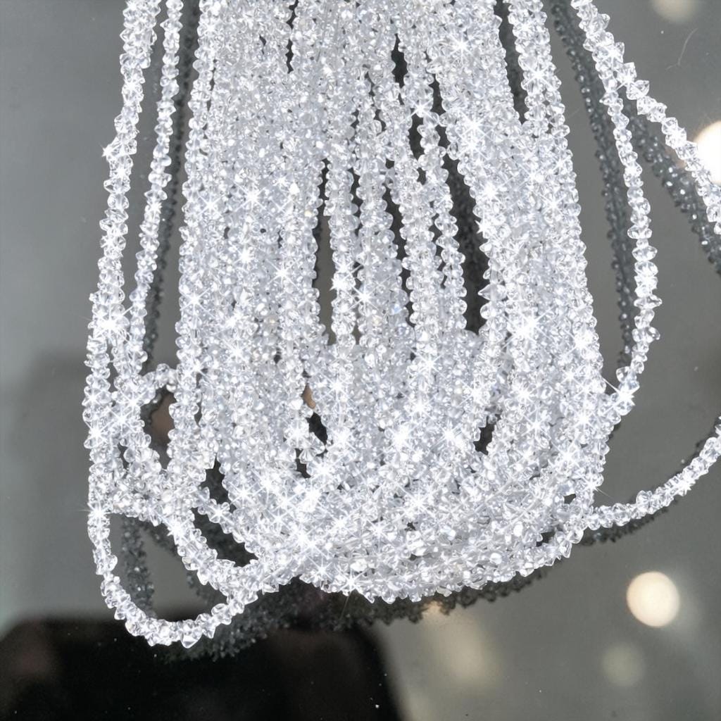 Ultra-Sparkling Herkimer Diamond Quartz Beads - Raw Double Terminated Points High Reflection - Free Form Micro Faceted 2.5-3mm SKU#A401