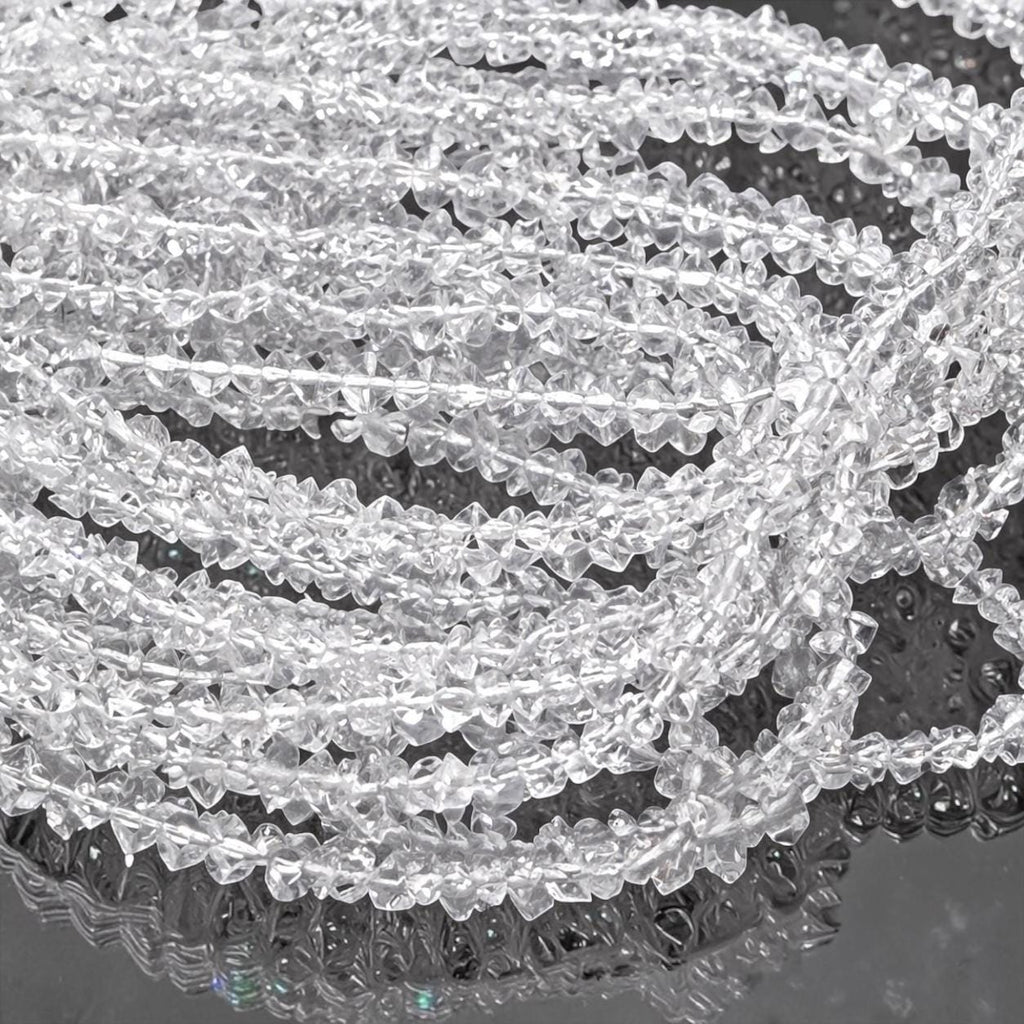 Ultra-Sparkling Herkimer Diamond Quartz Beads - Raw Double Terminated Points High Reflection - Free Form Micro Faceted 2.5-3mm SKU#A401