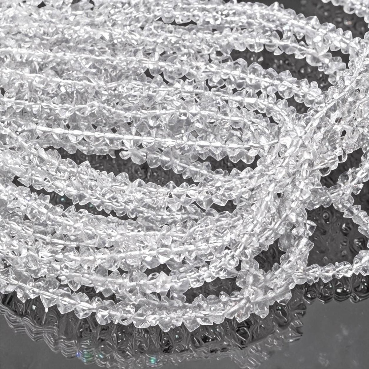 Ultra-Sparkling Herkimer Diamond Quartz Beads - Raw Double Terminated Points High Reflection - Free Form Micro Faceted 2.5-3mm SKU#A401