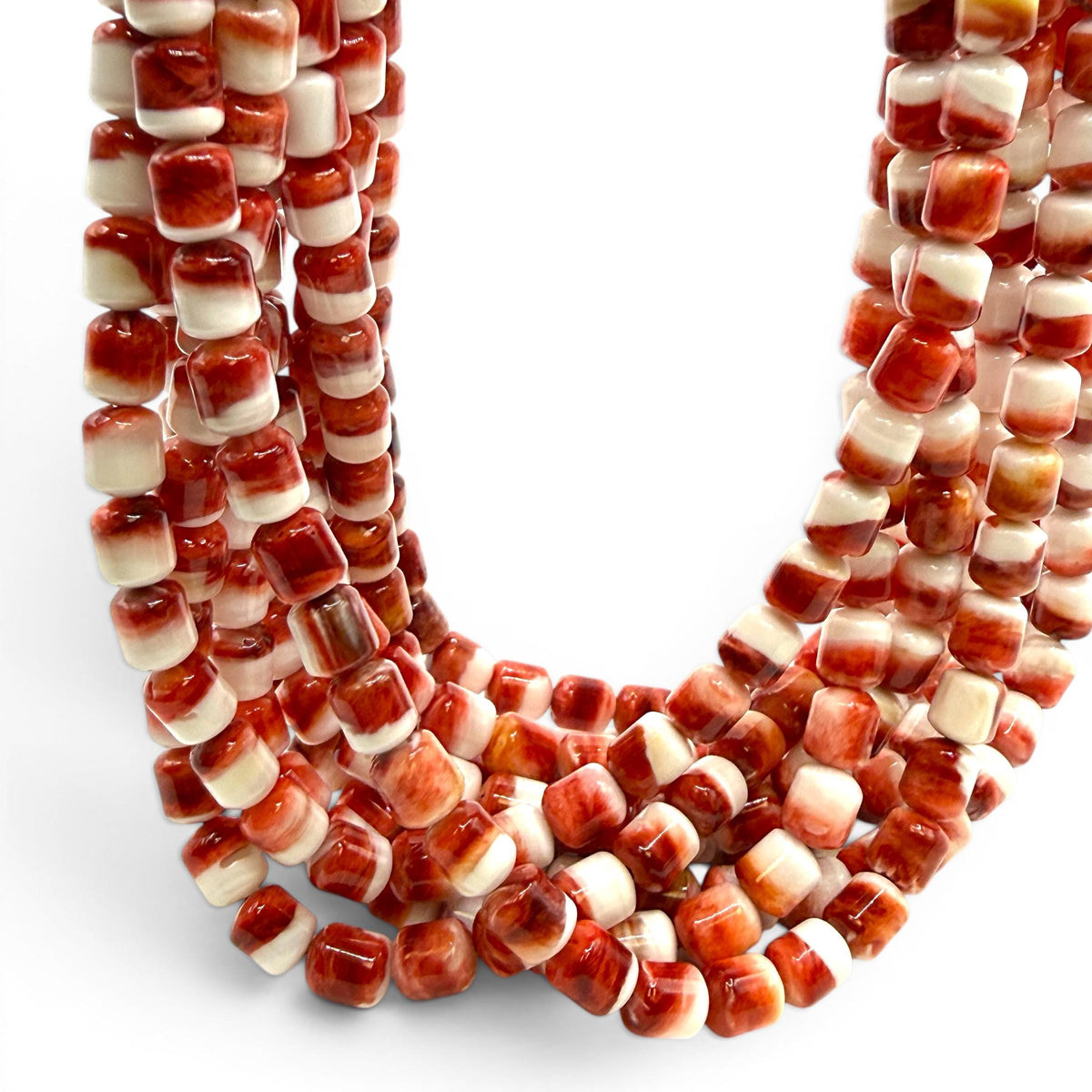 Darkest-Ruby Spiny Oyster Shell Beads - Sea of Cortez - Southwestern Native American Style - 2-Tone Barrel 6X8mm SKU#B205
