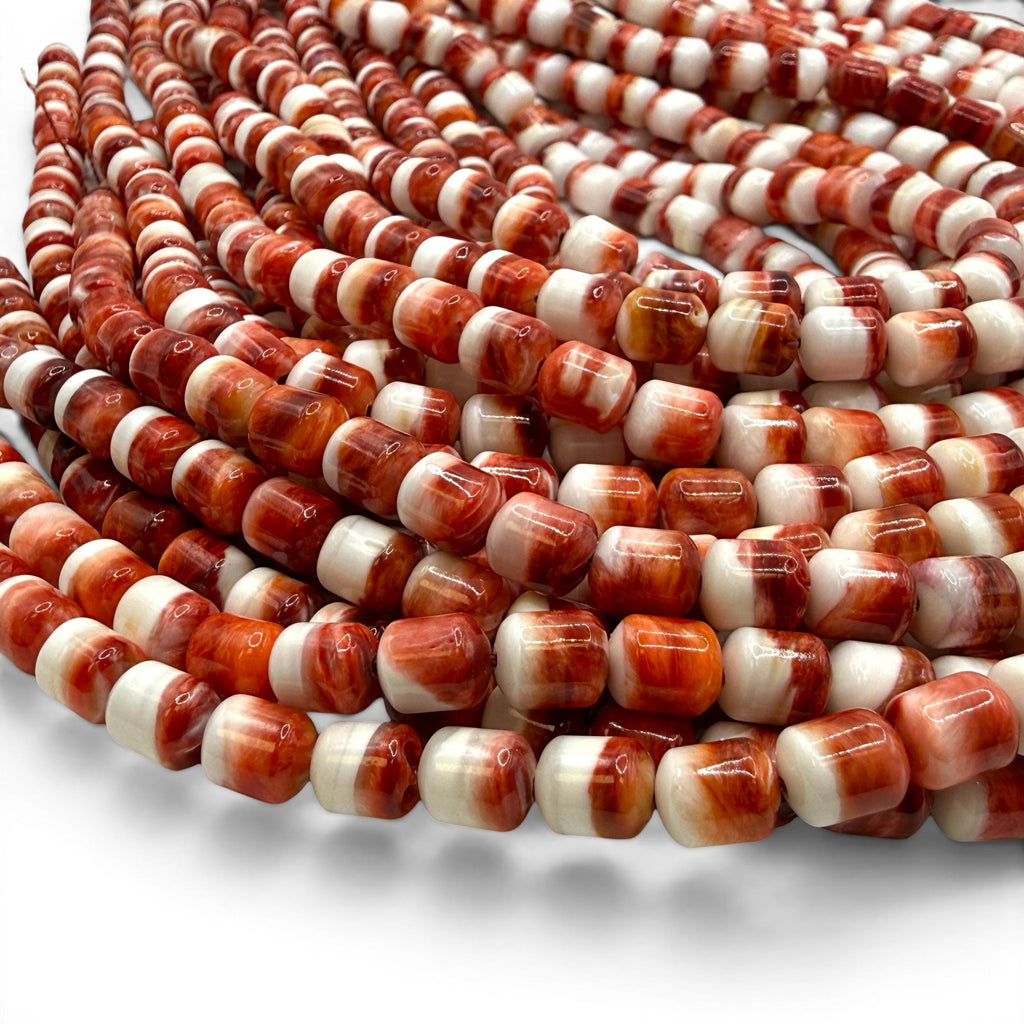 Darkest-Ruby Spiny Oyster Shell Beads - Sea of Cortez - Southwestern Native American Style - 2-Tone Barrel 6X8mm SKU#B205