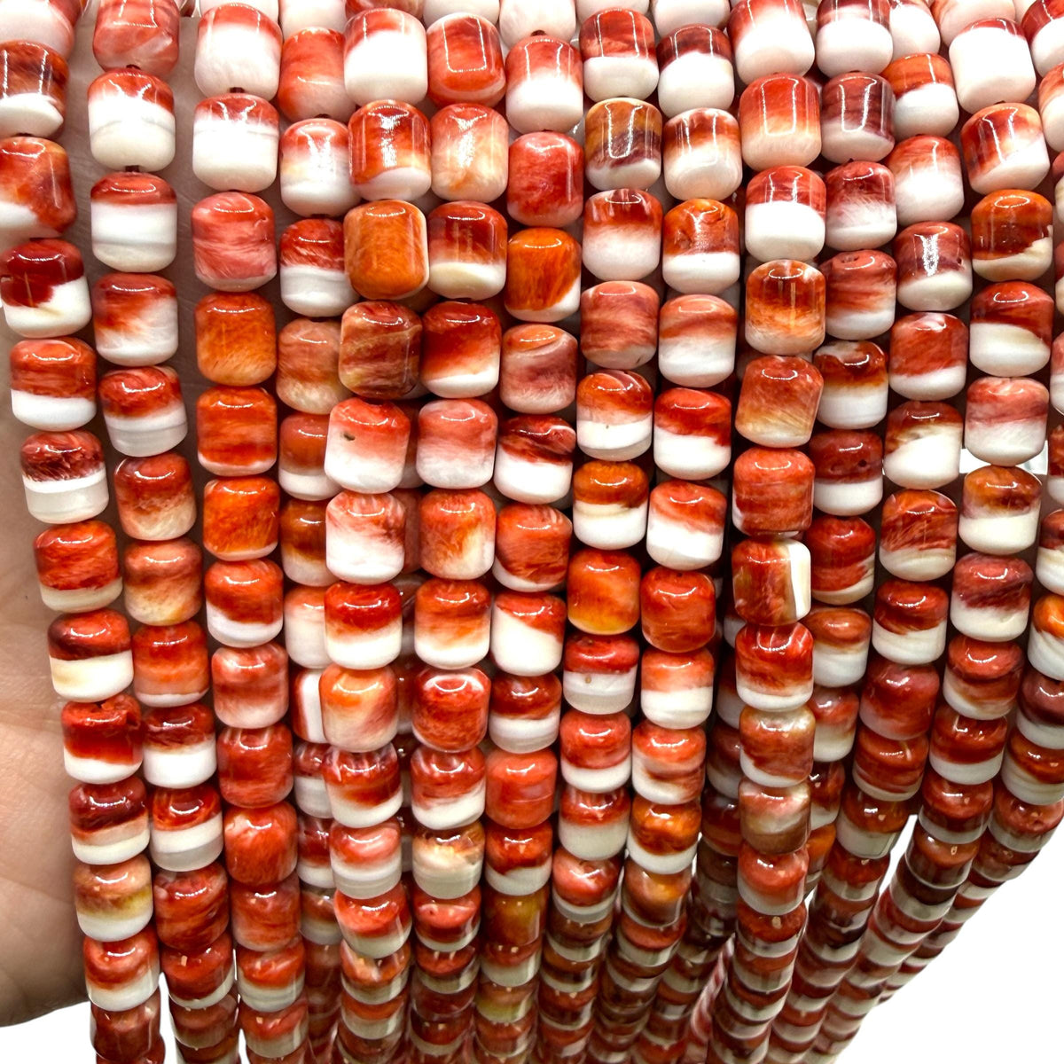 Darkest-Ruby Spiny Oyster Shell Beads - Sea of Cortez - Southwestern Native American Style - 2-Tone Barrel 6X8mm SKU#B205
