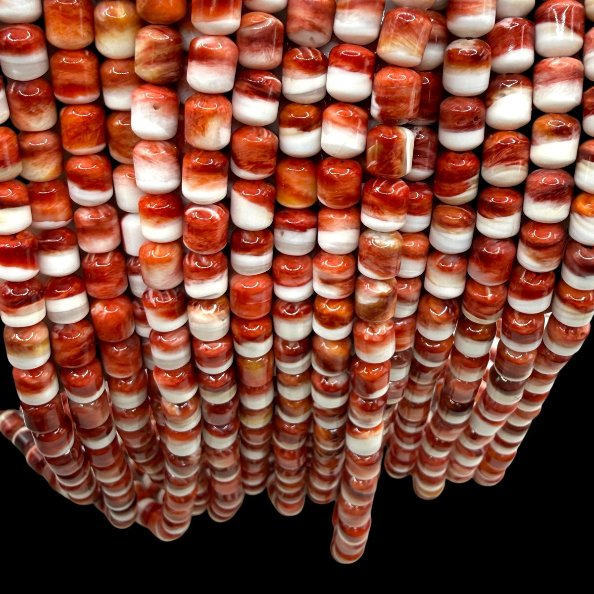 Darkest-Ruby Spiny Oyster Shell Beads - Sea of Cortez - Southwestern Native American Style - 2-Tone Barrel 6X8mm SKU#B205