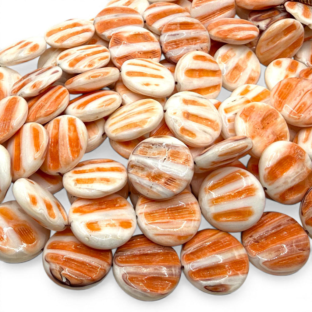 Caribbean Lion's Paw Scallop Shell Beads (Raised Ribs Like Powerful Paw of a Lion) Coin 25mm SKU#B206