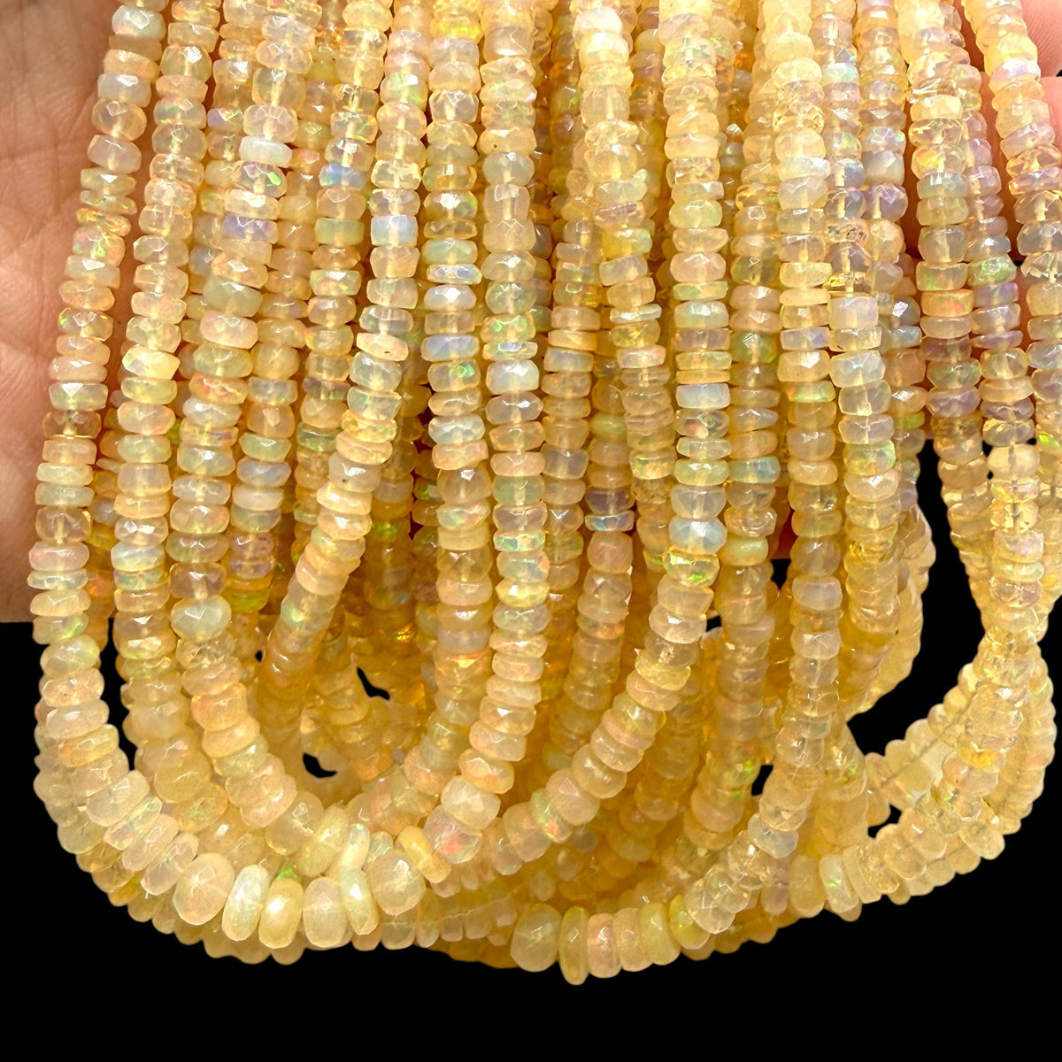 Sunfire Ethiopian Welo Opal Beads (Volcanic Rock- Different From Australian Opal) Men's Jewelry - Faceted Graduated Rondelle 4-7mm SKU#A404
