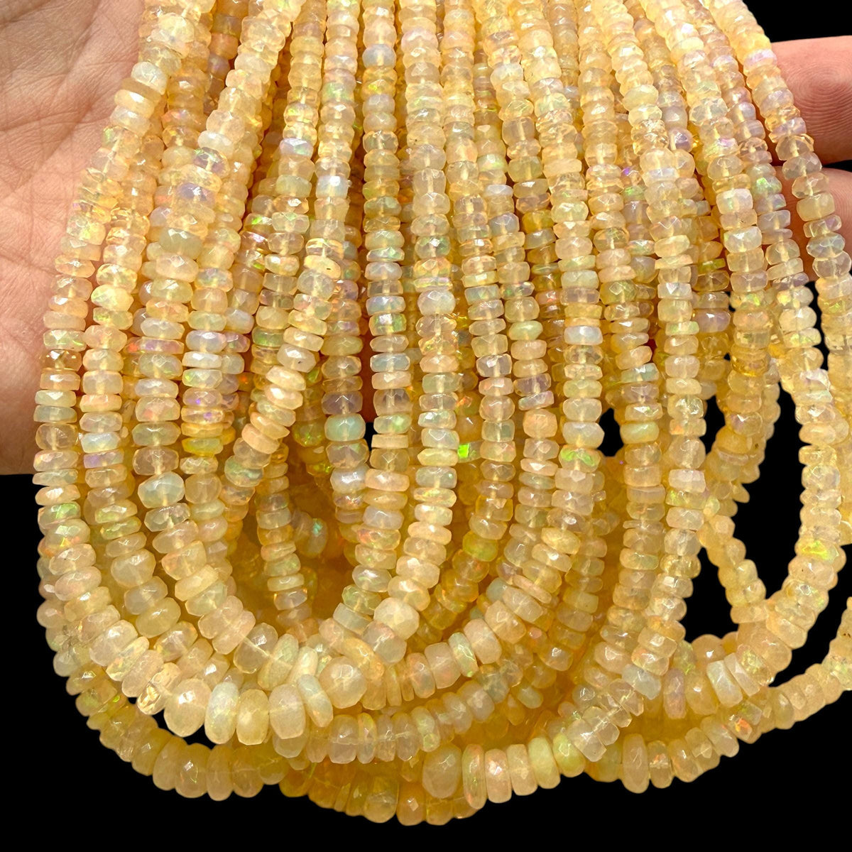 Sunfire Ethiopian Welo Opal Beads (Volcanic Rock- Different From Australian Opal) Men's Jewelry - Faceted Graduated Rondelle 4-7mm SKU#A404