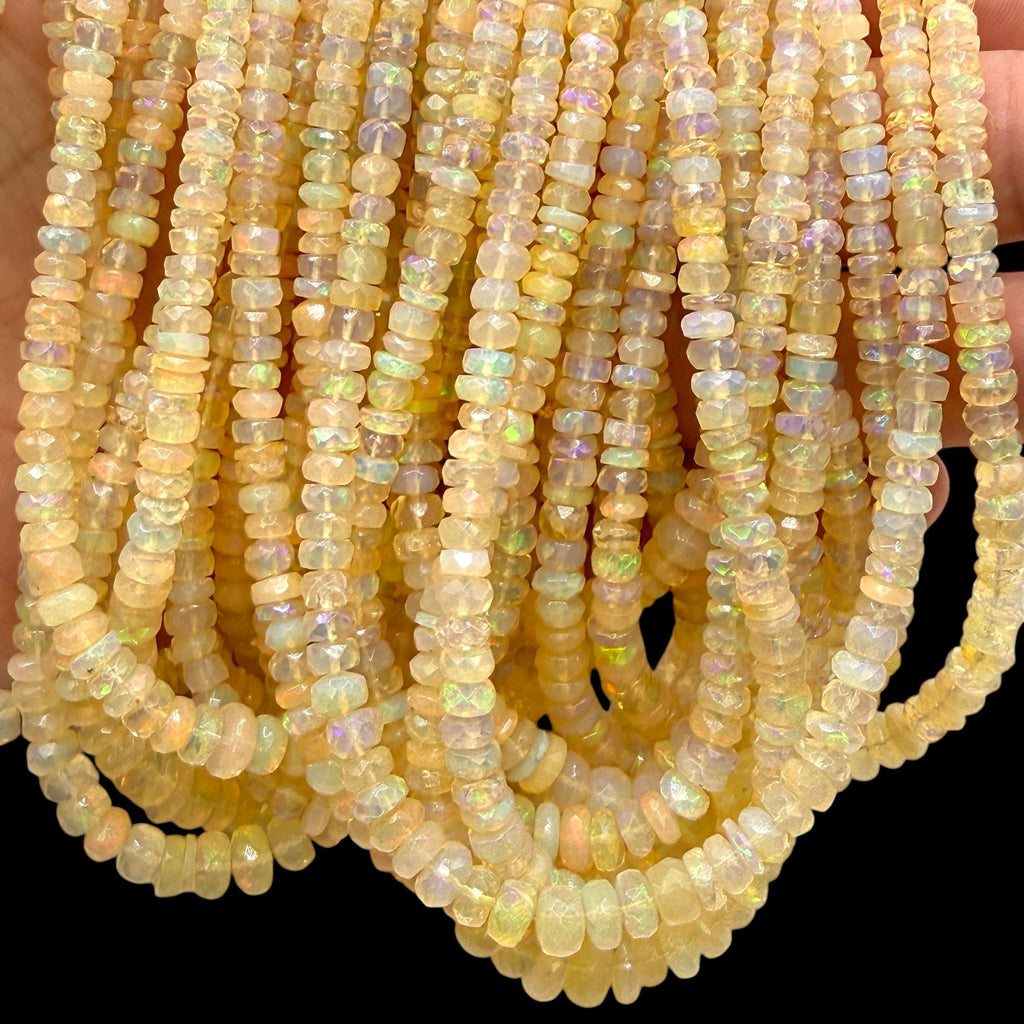 Sunfire Ethiopian Welo Opal Beads (Volcanic Rock- Different From Australian Opal) Men's Jewelry - Faceted Graduated Rondelle 4-7mm SKU#A404