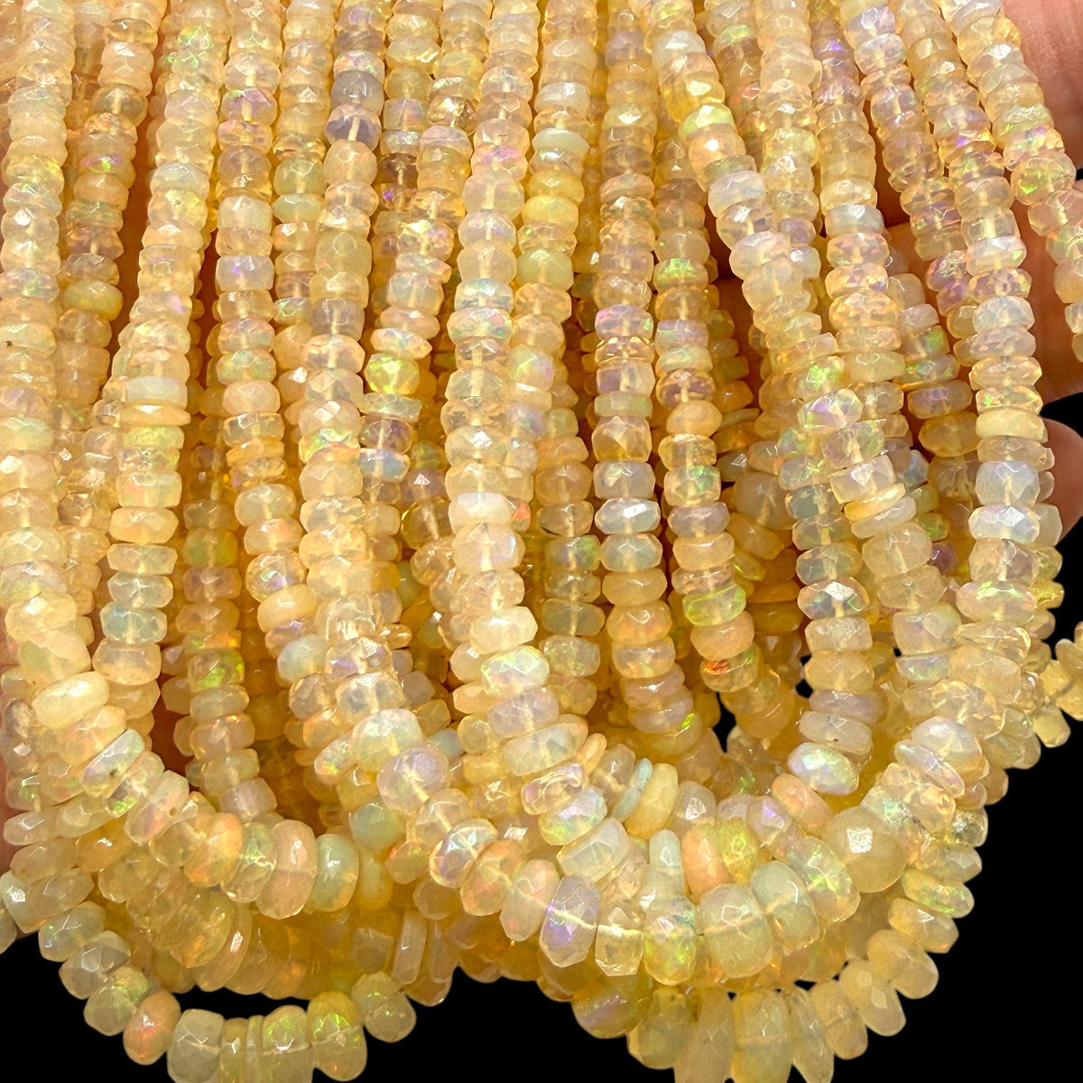 Sunfire Ethiopian Welo Opal Beads (Volcanic Rock- Different From Australian Opal) Men's Jewelry - Faceted Graduated Rondelle 4-7mm SKU#A404