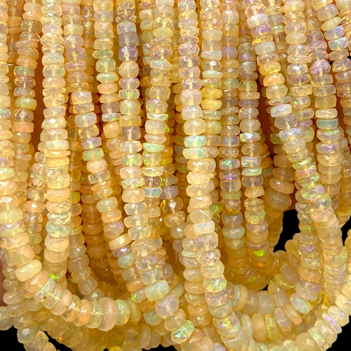 Sunfire Ethiopian Welo Opal Beads (Volcanic Rock- Different From Australian Opal) Men's Jewelry - Faceted Graduated Rondelle 4-7mm SKU#A404