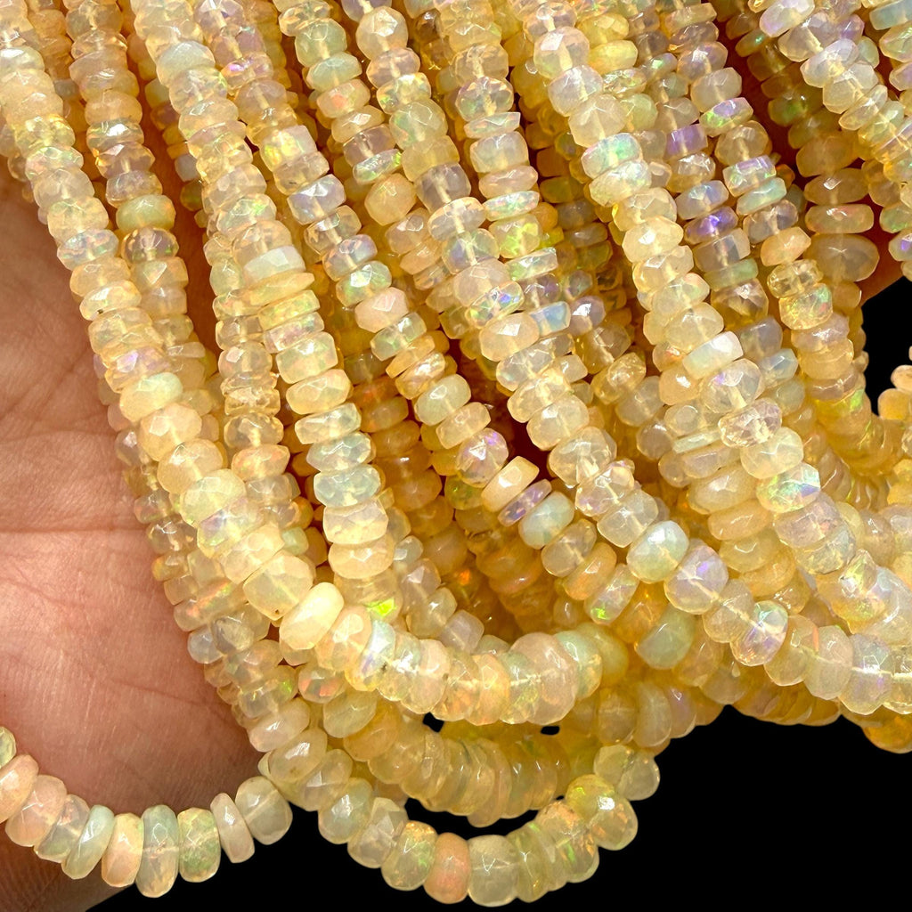 Sunfire Ethiopian Welo Opal Beads (Volcanic Rock- Different From Australian Opal) Men's Jewelry - Faceted Graduated Rondelle 4-7mm SKU#A404