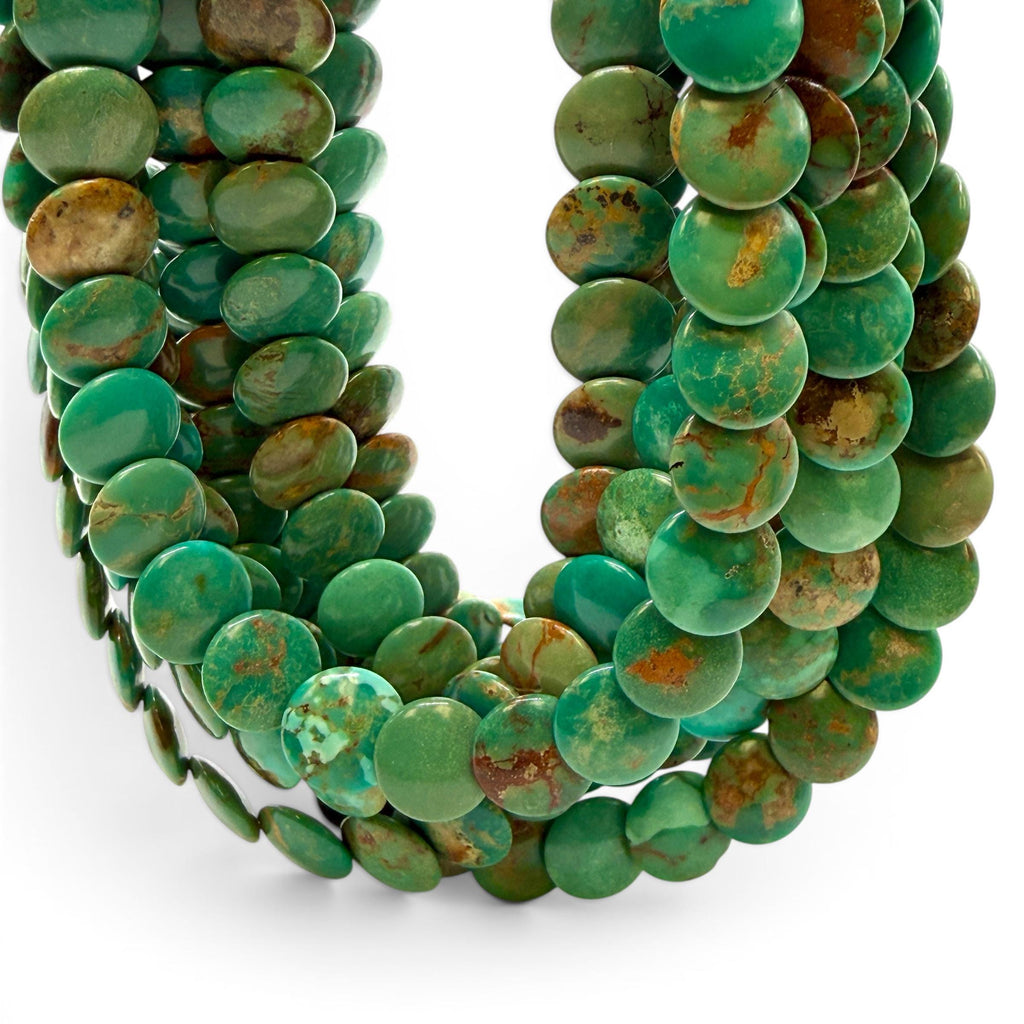 AAA Shingled Style Turquoise Beads with Gorgeous Balanced Matrix - Layered Flat Coin Round Disc