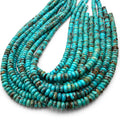 6mm Arizona Kingman Turquoise Beads USA - Balanced Matrix - Rich Robin Egg Blue Tone - Men's Jewelry - Smooth Rondelle SKU#B504