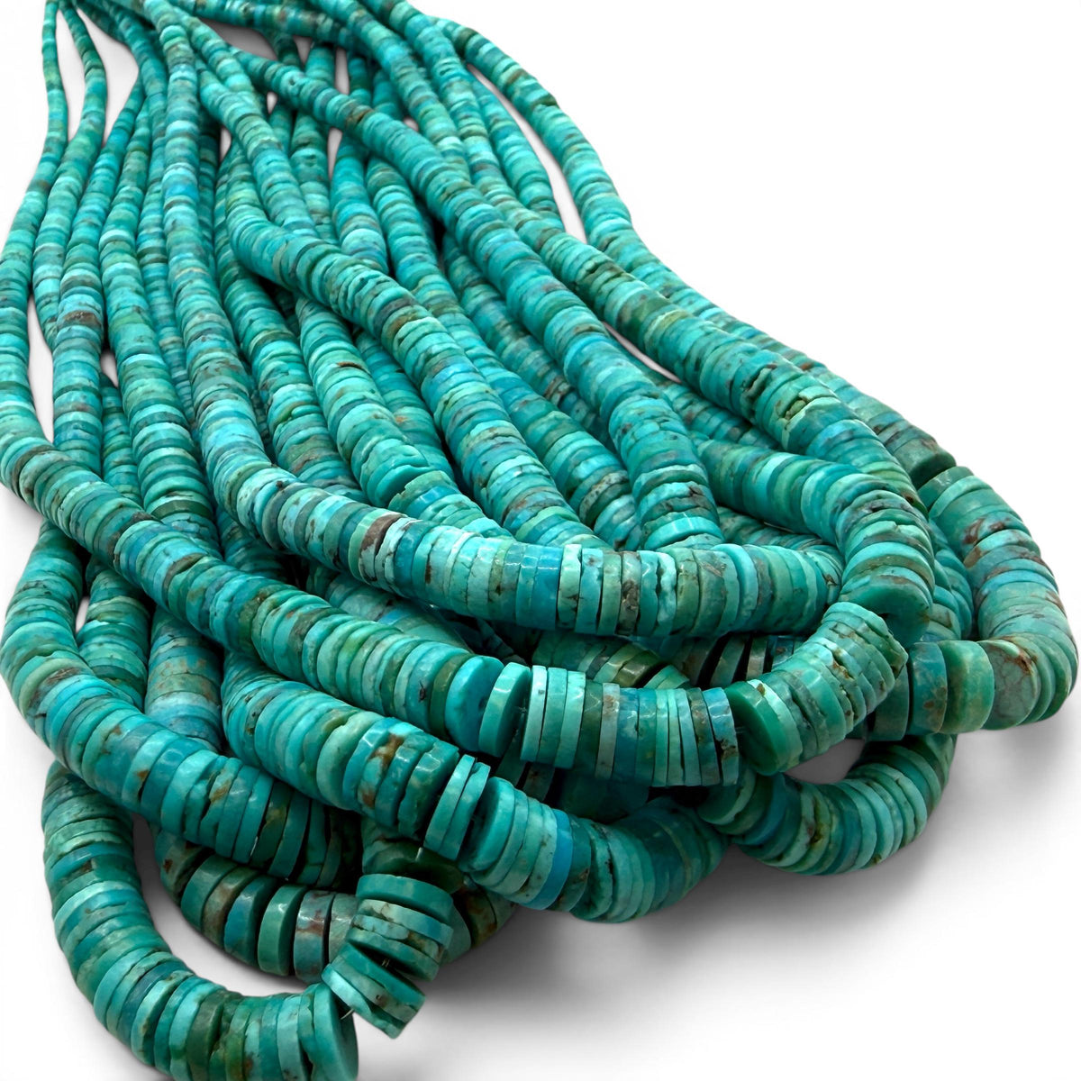 Graduated Arizona Kingman Turquoise Beads USA Robin-Egg Color Untreated with No Dye or Color Enhancement - Heishi 3-8mm SKU#B507