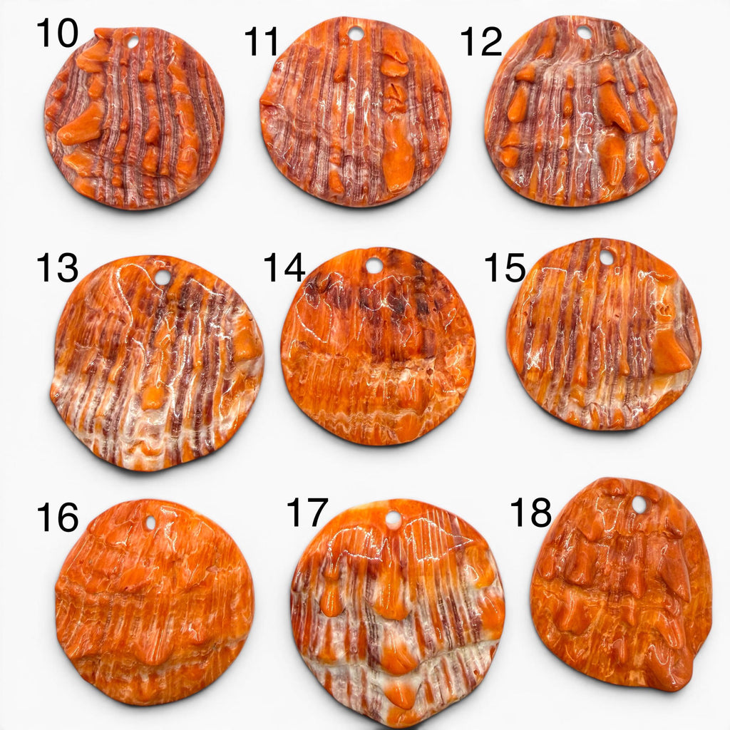 Sunset Spiny Oyster Shell Pendant Bead Sea of Cortez - One of a Kind - Unique Organic Texture - Men's Jewelry - Large 40-60mm SKU#B214