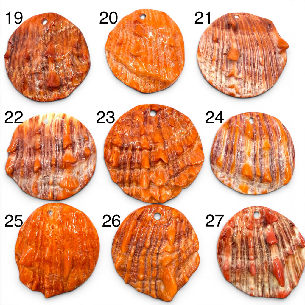 Sunset Spiny Oyster Shell Pendant Bead Sea of Cortez - One of a Kind - Unique Organic Texture - Men's Jewelry - Large 40-60mm SKU#B214