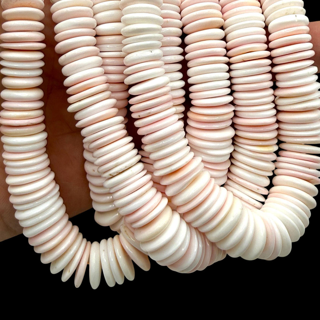 Graduated Bahamas Queen Conch Shell Beads (Cut From Iconic Soft Pink Interior) Men's Jewelry Making Supply 8-15mm SKU-B-104