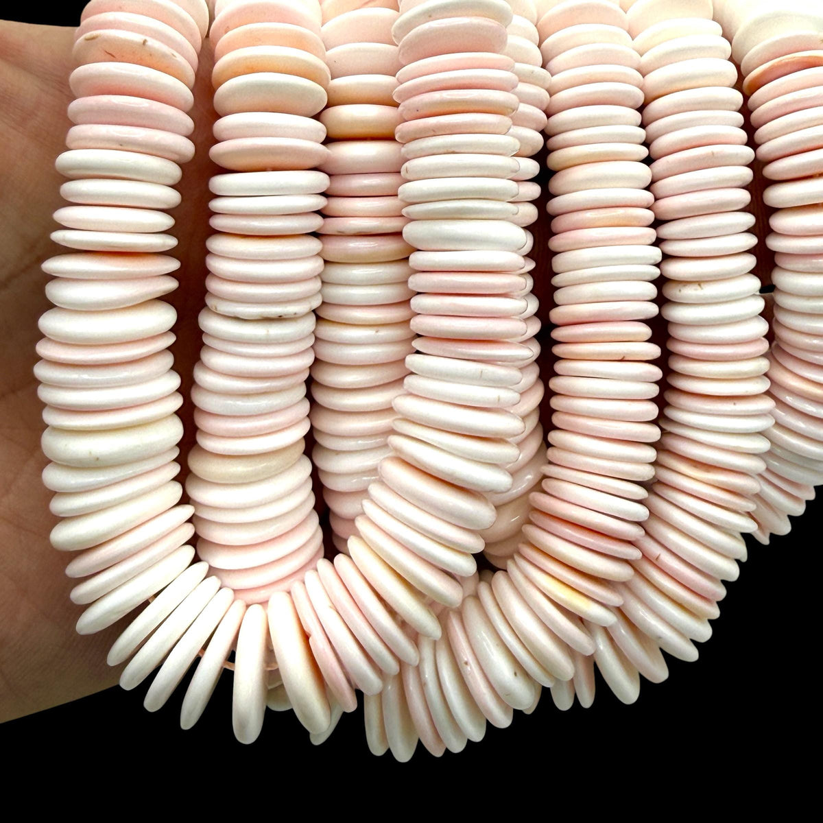 Graduated Bahamas Queen Conch Shell Beads (Cut From Iconic Soft Pink Interior) Men's Jewelry Making Supply 8-15mm SKU-B-104